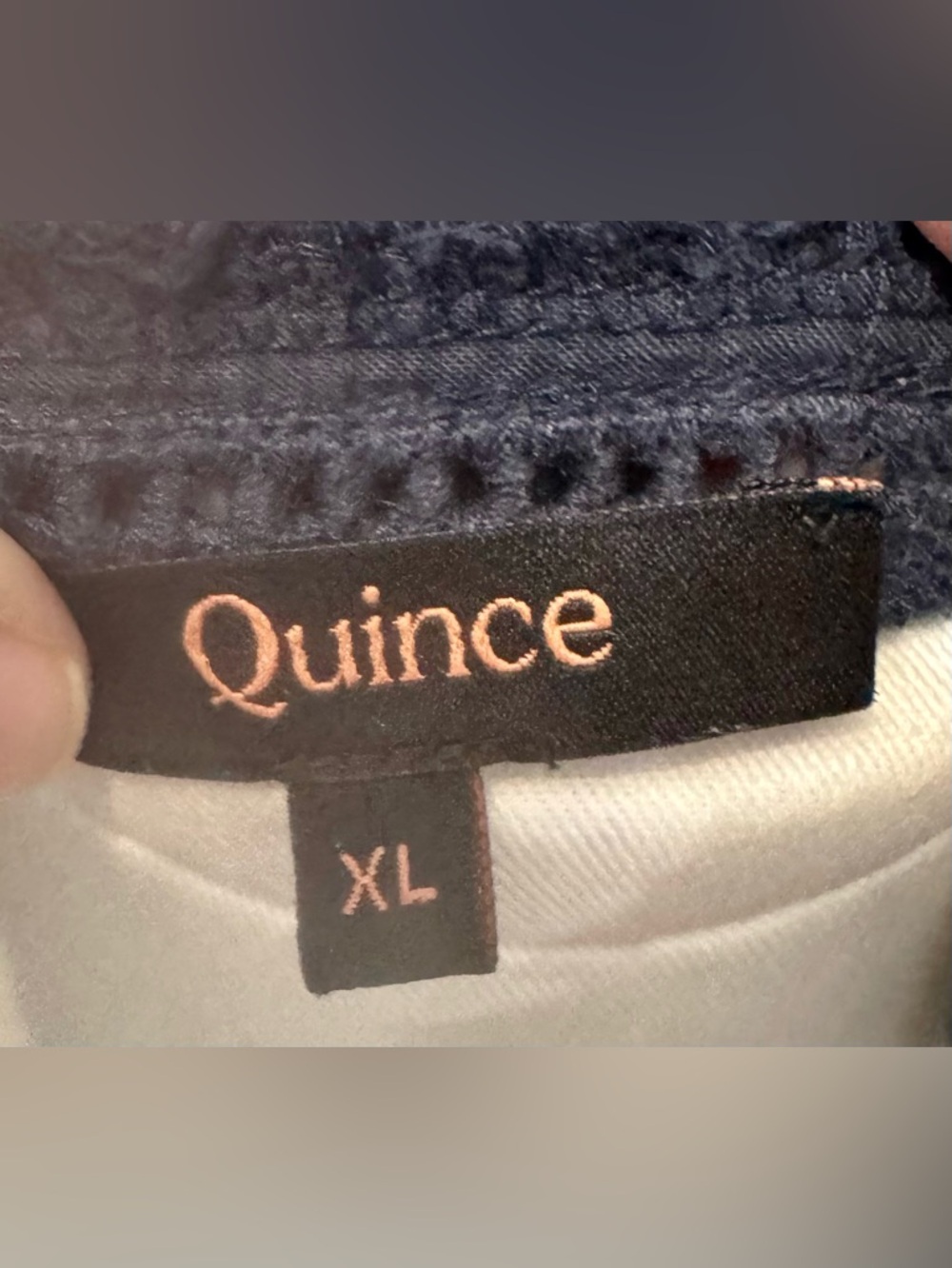 Quince Organic Textured Cotton Peasant Classic Navy Ruffle Sleeve‎ Blouse XL - Picture 14 of 14